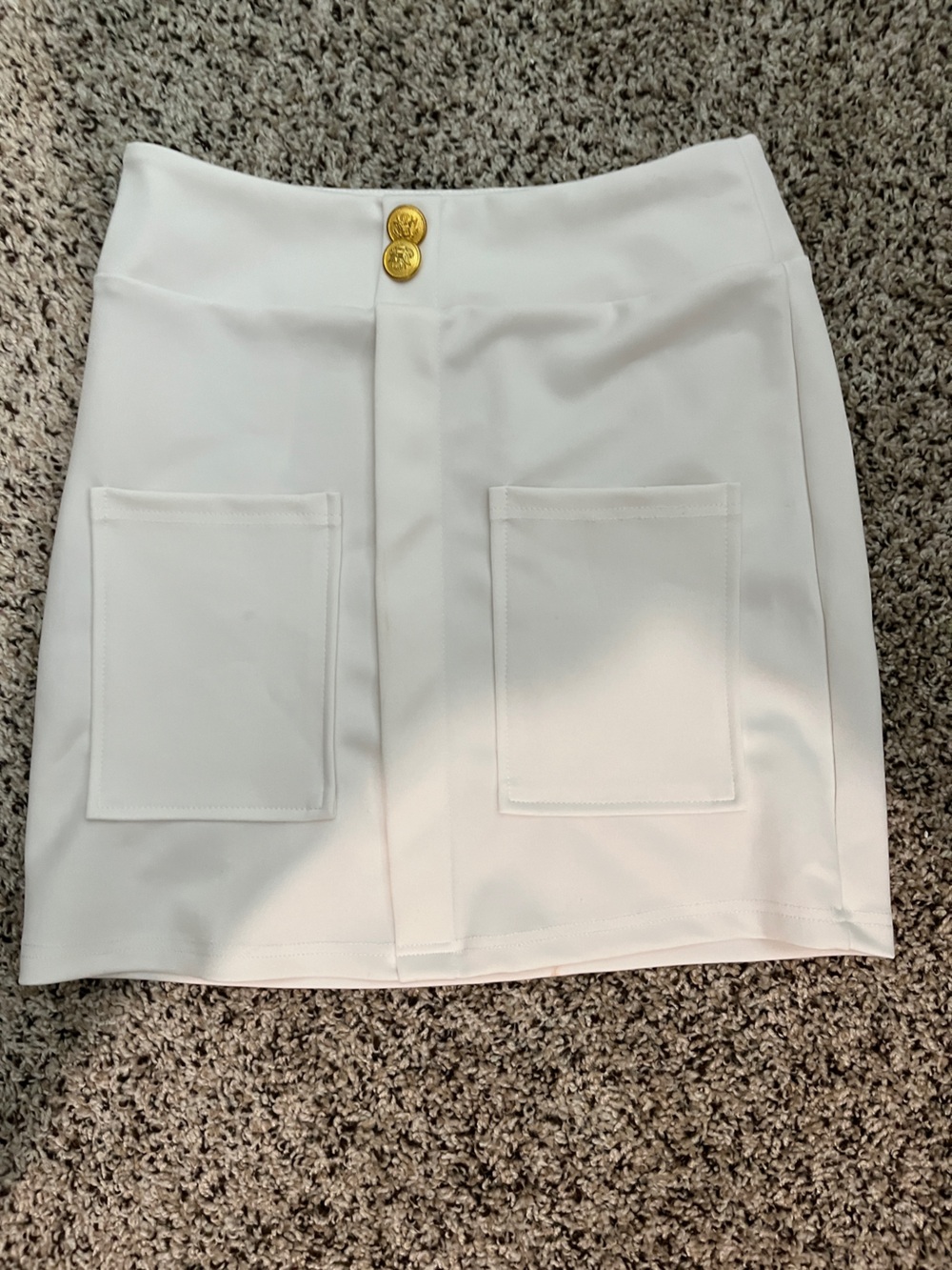 SHEIN White Mini Skirt with Gold Buttons
